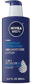 Maximum Hydration 48-Hour Moisture Body Lotion for Dry Skin, Aloe Vera Lotion for Men, 3-in-1 Body, Face and Hands, Dermatologically-Tested, 16.9 Fl Oz Bottle