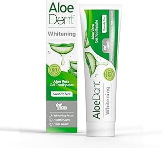 Aloe Dent Whitening Aloe Vera Toothpaste Fluoride Free, Natural Action, Vegan, Cruelty Free, SLS Free, Naturally White, Healthy Gums, 100 ml, packaging may vary