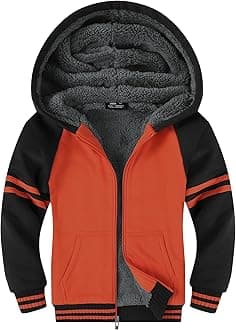 SWISSWELL Hooded Jacket for Boys Full Zip Ultra Soft Sherpa Fleece Hoodie Sweatshirt for Kids School Hooded Outerwear