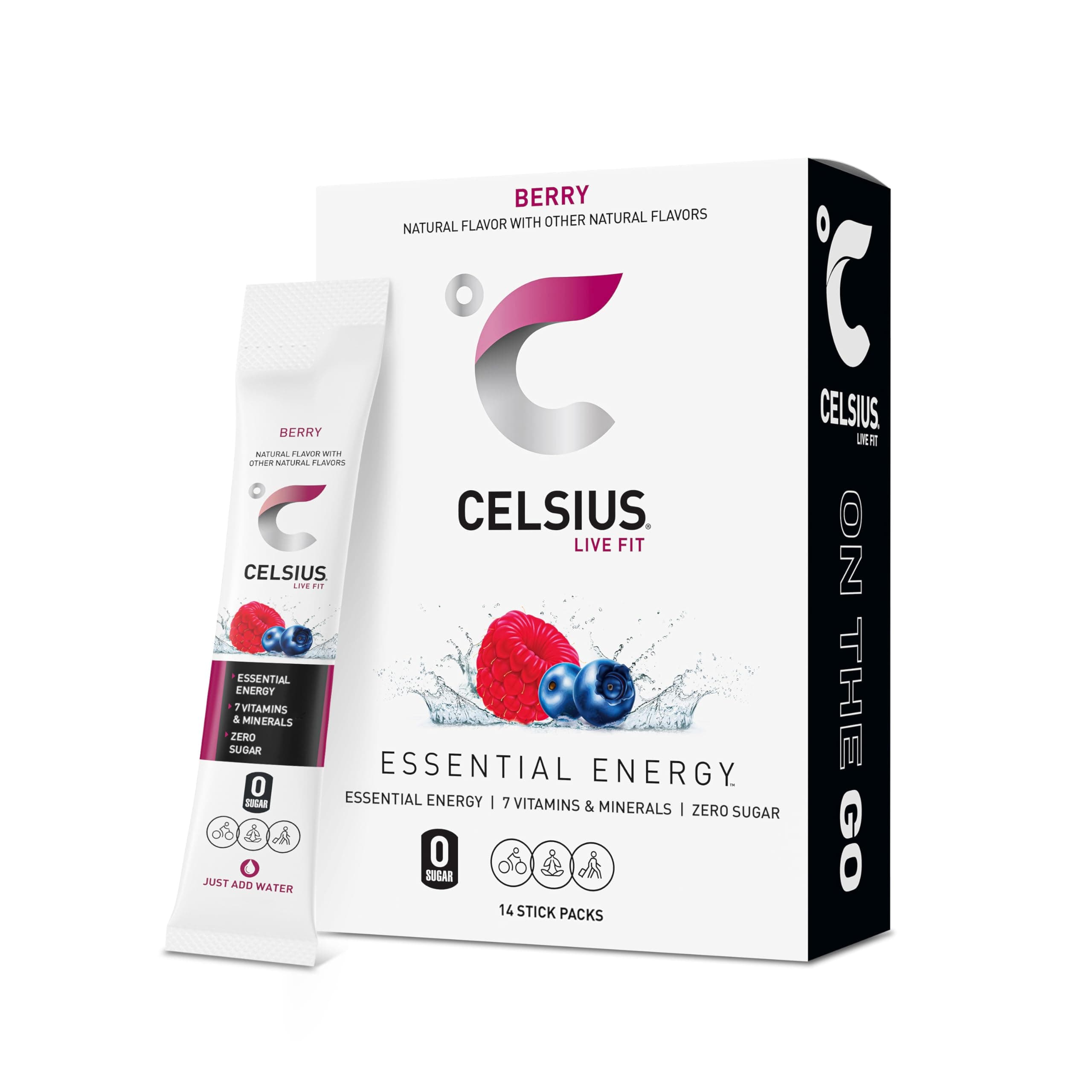 Celsius On-The-Go Calorie Burner, Raspberry 14 Packets (Pack of 1)
