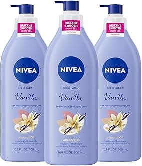 Nivea Lotion Oil-Infused Vanilla/Almond Oil 16.9 Ounce Pump (500ml) (3 Pack)