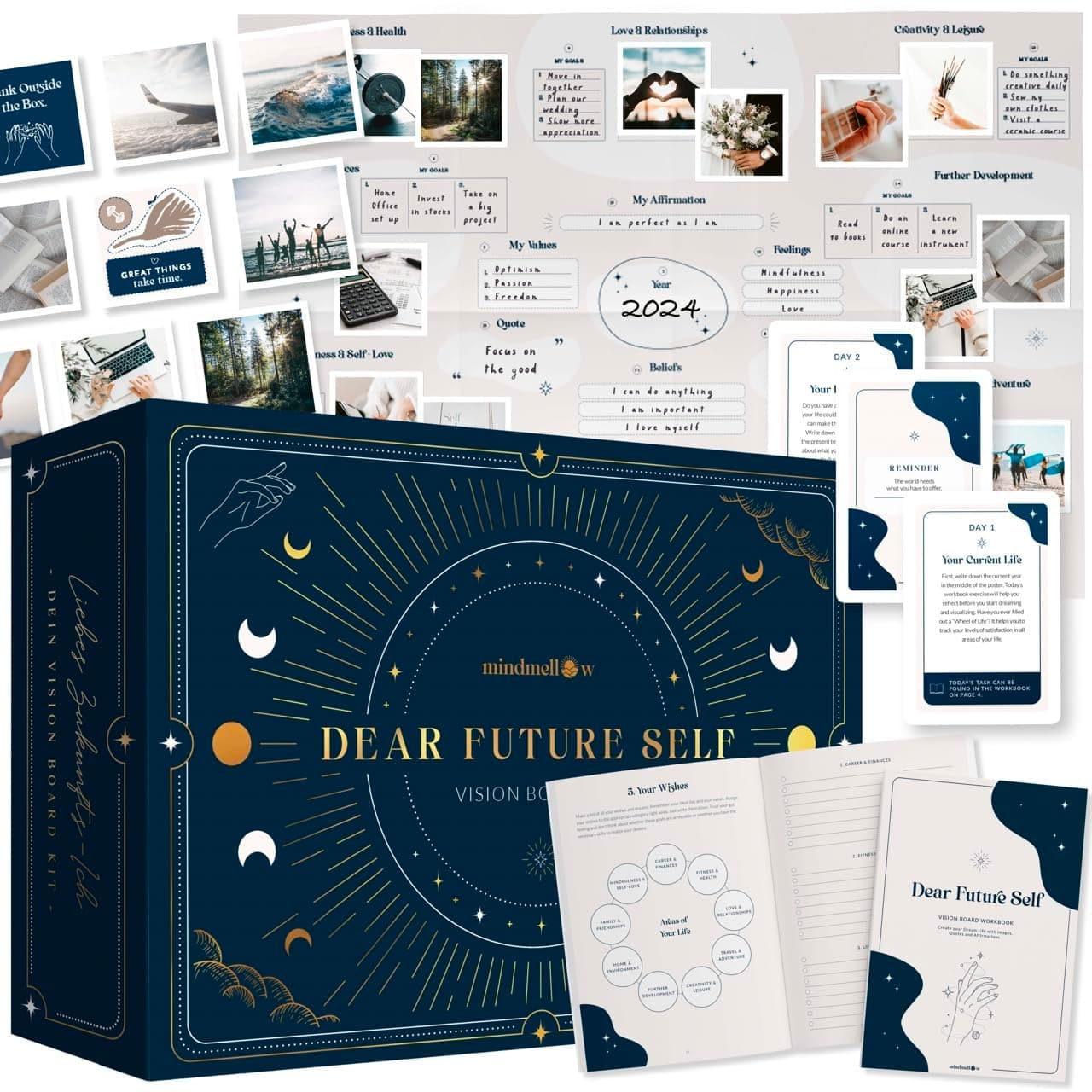 Vision Board Kit "Dear Future Self" - Create Your own Vision Board for Wall and Visualize The Life of Your Dreams