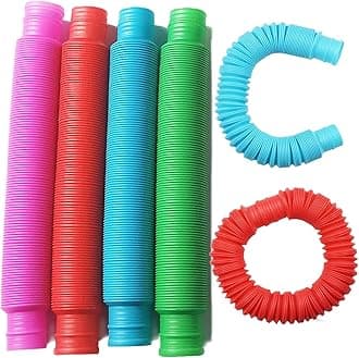 Pop Tubes Sensory Toys, Fidget Toys for Kids and Adults, Pop Multi-Color Tubes Sensory Toy (Medium-(6 Pack))