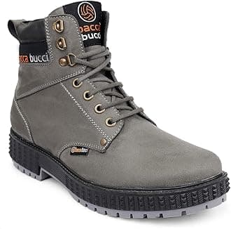 Bacca BucciMen's 4Eye Artificial Suede Scott Moto Inspired Combat High Top Ankle Boots