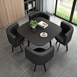 Square Dining Table Set with Chairs,Compact Kitchen Table and 4 Chairs,Modern Conference Table with Chairs,Reception Table for Meeting Room,Kitchen Table Furniture Breakfast Table
