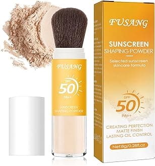 Sunscreen Setting Powder,SPF 50++ Mineral Setting Powder with Soft Sunscreen Brush,Oil Control Lightweight Brush Powder,Matte Translucent Face Powder for All Skin,Smooth Lasting Breathable Concealer