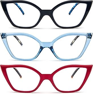 DXYXYO Cat Eye Reading Glasses for Women 3 Pack Anti Blue Light Computer Readers Stylish Retro with Spring Hinge