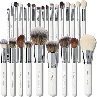 Professional Makeup Artist Brushes Set 26Pcs Real Natural Goat Hair Labeled White Makeup Brush Set with Foundation Powder blush concealer blending eyeshadow contour make up brushes set