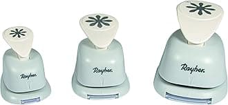 RAYHER Flowers Motive Puncher Set in Tab-Blister, White/Gray, 1.6/2.54/3.81 cm, 3-Piece