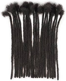 0.2cm Thickness 100% Human Hair Dreadlock Extensions for Men/Women 8 Inch 10 Strands Full Handmade Can be Dyed and Bleached Permanent Loc Extensions Human Hair Natural Black