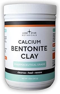 Calcium Bentonite Clay Healing Powder - Pure Pharmaceutical, Better Than Food Grade - Face, Body & Hair Detox Mask, for Internal Use, Natural Mud Masks, Deep Pore Cleansing for Health & Beauty