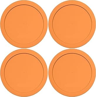 Lids for Pyrex and Anchor Round Glass Containers (4-Cups, Orange-4PK)
