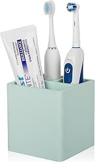 Diatomite Toothbrush Holders for Bathrooms, Electric Toothbrush and Toothpaste Holder 3 Slots Tooth Brush Organizer for Bathroom Countertop, Shower, Vanity - Green