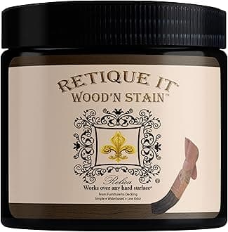 Retique ItWood Based Gel Stain Wood'nStain for Furniture, Cabinets, Flooring, Cement, Front, Garage Doors Even Decking, 16 oz (Pint), 92 Black Walnut