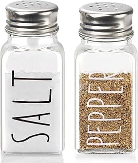 Farmhouse Salt And Pepper Shakers Set, Clear Glass, Cute, Gift For Women, Wedding Decor, No Rubbing Off