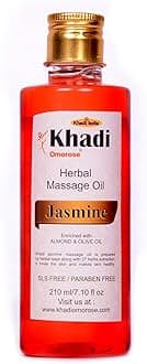 Khadi Omorose Jasmine Massage Oil,210 ml (Almond oil + Olive oil + jojoba oil + sesam oil + Vitamin E oil) Made of 100% Natural oils