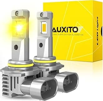 AUXITO H10 9140 9145 LED Fog Light Bulbs, 3000K Amber Yellow Light, 600% Super Brightness, Fanless Mini Size Fog Lights Replacement for Cars, Play and Plug (Pack of 2)