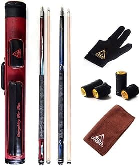 CUESOUL House Bar Pool Cue Sticks,Two Cue Sticks + 2x2 Pool Cue Case Hard