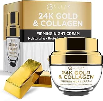 24K Gold & Collagen Night Cream – Firming & Ultra Hydrating Face Moisturizer – Restores Smooth, Youthful Looking Skin – Dermatologist Tested, Korean Skin Care, Clean Beauty – 1.69 Fl Oz