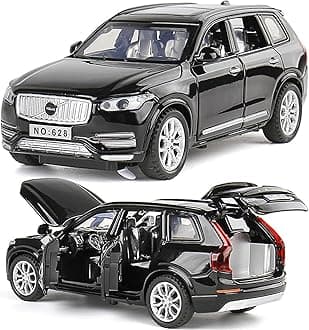 Scale Finished Model Car 1/32 For Volvo XC90 SUV With Sound And Light Scale Alloy Car Model Off-road Vehicle Collectible Miniature Replica Car(Black)