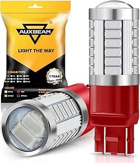 7440 7443 LED Bulbs Brilliant Red for Tail Lights T20 7441 7444 Replacement Kit for Stop Brake Lights, 33-SMD LED Chips with Projector, Pack of 2 (Need Resistors)