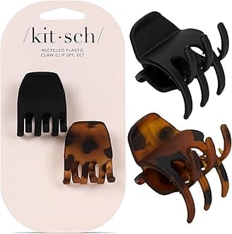 Eco-Friendly Medium Claw Clips - Cute & Stylish Short Hair Accessories for Women, Girls | Ideal Size for Any Hairstyles | Ideal Gifts for Women, 2pcs (Black & Tortoise)