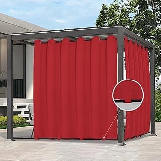 Easy-Going Outdoor Curtains Waterproof Windproof Weatherproof Curtain for Patio, Cabana, Porch, Pergola and Gazebo, Grommet Top and Tab Bottom Drape, 1panel, 110x120 inch, Red
