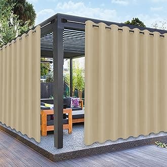 PureFit Outdoor Curtains for Patio Waterproof Weatherproof, UV and Fade Resistant Outside Curtains for Gazebo, Front Porch, Pergola, Sun Blocking Privacy Curtain, 120W x 95L inch, 1 Panel, Beige