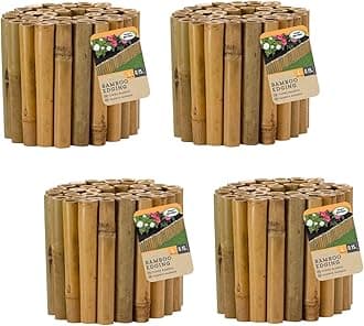 Garden Mile Set Of 4 Lawn Edging Border Rolls 15cm X 100cm Heavy Duty Wooden Garden Edging Border Ideal For Lawn Grass Pathways Flowerbed Garden Edge Versatile Border Fencing