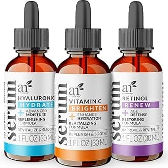 Art Naturals Anti Aging Set: Vitamin C Serum(1.0 oz), Retinol Serum (1.0 oz) & Hyaluronic Acid Serum (1.0 oz) for Anti Wrinkle and Dark Circle Remover