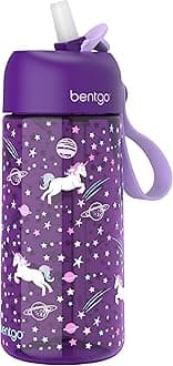 Bentgo Kids Water Bottle - Leak-Proof, Durable Tritan, BPA-Free 15 oz. Cup for Kids/Toddlers Ages 3+ - Flip-Up Straw & Dishwasher Safe for School, Sports, Daycare & Camp (Unicorn)