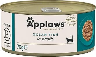 100% Natural Wet Cat Food, Ocean Fish In Broth, 70 g Tin (Pack of 24)