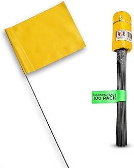 Marking Flags - 4 x 5-Inch Flag on 15-Inch Steel Wire - Fluorescent Yellow, 100 Pack - Marker Flags for Irrigation, Sprinkler Flags, Lawn Flags, Yard Flags, Garden Flags, Dog Training, Invisible Fence