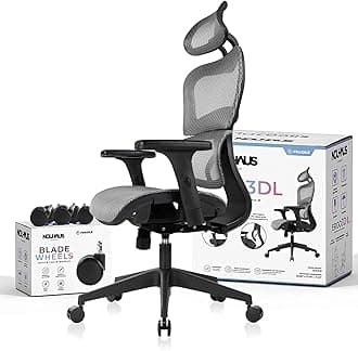 Nouhaus Ergo3dL Home Office Desk Computer Chairs Ergonomic Office Chair High-Back Mesh Rolling Work Chairs with Wheels and Adjustable Headrests Comfortable Lumbar Support Adjustable Armrests,Gray
