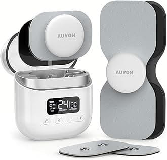 AUVON Wireless 24 Modes TENS Unit Muscle Stimulator for Pain Relief, Smart Rechargeable TENS Machine with Dual Size 6 TENS Pads for Physical Therapy, Pocket-Size TENS Device for Shoulder & Back Pain