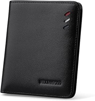 Men's Wallets Genuine Leather Thin Wallet Men Short Credit Card Holder Small Front Pocket Money Clips Bifold Slim Purse with ID Window (Black)