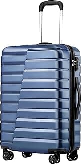 Coolife Luggage Expandable Suitcase Luggage set PC ABS TSA Lock Spinner Carry on 3 Piece Sets, blue, S(20in_carry on)