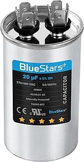 Premium 20 MFD uf ± 5% MFD 370 V VAC or 440 Volt Multi-Purpose Motor Run Round Capacitor by Blue Stars - Compatible for Air Conditioner or Heat Pump Condenser - Pack of 1
