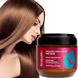 Ecolchi Collagen Shea Butter Hair Mask for Curly Hair, Keratin Hair Treatment for Damaged, Dry Hair, Frizz Control, 550 ml (1er Pack)