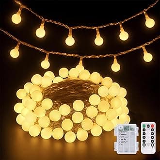 JMEXSUSS Globe Battery Operated Christmas Lights Indoor, 100 LED Battery Powered String Lights Outdoor Waterproof, 33ft Christmas String Light with Remote Timer for Bedroom Camping Decor, Warm White