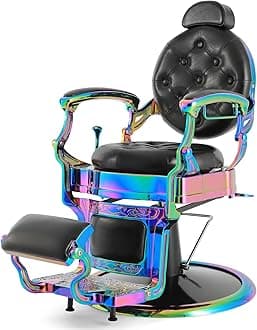 Artist hand Retro Barber Chair Heavy Duty Barber Chairs Vintage Salon Chair Hydraulic Recline Beauty Spa Styling Equipment Rounded Cushioning with Puckered Button (Laser Frame)