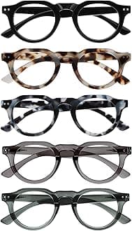 OPULIZE RIO Blue Light Blocking Reading Glasses - 5-Pack - Flat Top Frame - Black, Brown & Blue Tortoiseshell, Green, Grey - Mens Womens - BBBBB53-12367 - +1.50