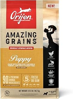 Amazing Grains Puppy Dry Dog Food, High Protein Dog Food for Puppies, Fresh or Raw Ingredients, 22.5lb