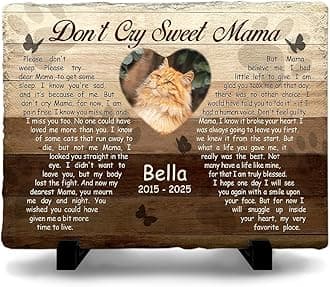 Customizable Pet Memorial Headstone for Cat - Selective Base Color to Engrave Loving Sign - Sweet Cat Mom Gifts, Remember in Memory of Cats