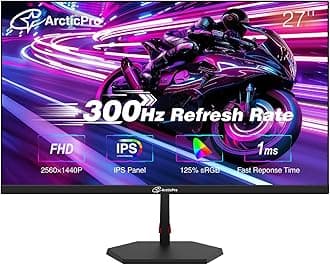 27 inch 300Hz 240Hz Gaming Monitor, FHD 1080p, 1ms, PC Monitor Gaming, IPS, Adaptive sync, PC Computer Monitor, sRGB 125%, Ultra Slim, DP x2, HDMI x2, VESA Support, with DP cable up to 300Hz