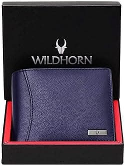India RFID Protected Leather Men's Wallet, BLUE, Contemporary
