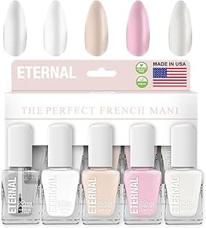 Eternal White Nail Polish Set for Women (OH LA LA) - Clear Nail Polish Set for Girls - Lasting & Quick Dry Light Non Toxic Nail Polish Kit for Home DIY Mani Pedi - Made in USA, 13.5mL (Set of 5)