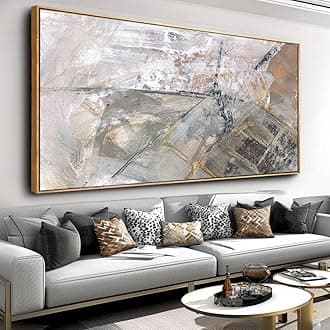 Wall Art Abstract Canvas Painting Gray Fantasy Wall Decor Fluid Ink Modern Artwork for Living Room Bedroom Dining Room Home Office Decor 20"x40" 1pcs with Framed