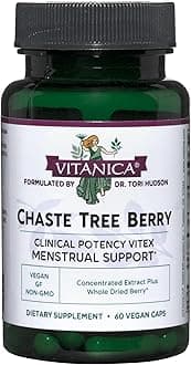 Vitanica Chaste Tree Berry Extract, Vitex Chasteberry Supplement for Women, Hormone Balance and Menstrual Cycle Support, Non-GMO, Vegan, 2 Month Supply, 60 Capsules