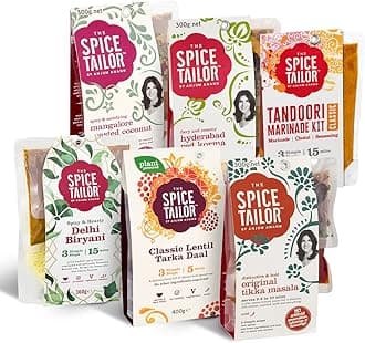 Variety 1 x Tandoori Marinade Kit (Classic) + 1 x Delhi Biryani + 1 x Classic Lentil Tarka Daal + 1 x Original Tikka Masala + 1 x Mangalore Roasted Coconut + 1 x Hyderabad Red Korma